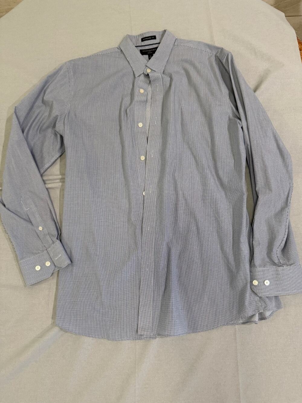 Banana Republic Dress Shirt Mens L 16-16.5 34/35 Blue White Geometric